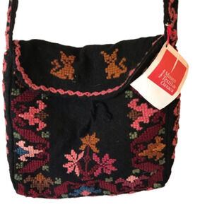 Cotton purse shoulder bag with embroidered details.  New with tags.